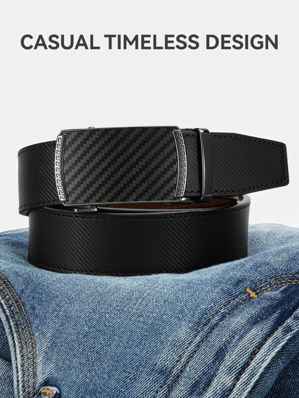 Men's Leather Ratchet Belt - Adjustable Fit, Stylish & Durable (35mm)
